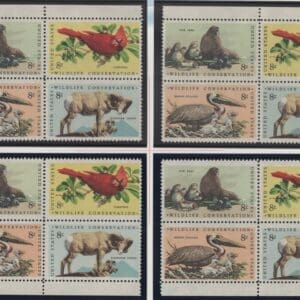 Scott# 1464-67 "WILDLIFE CONSERVATION" MNH MATCHED PLATE BLOCK (4) SET P# 33762