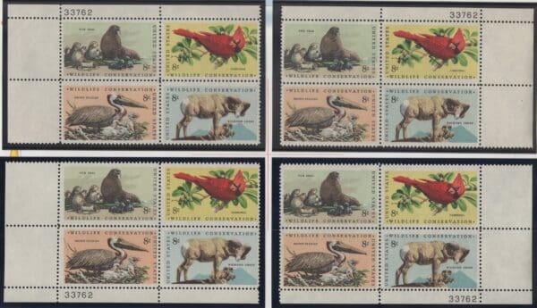 Scott# 1464-67 "WILDLIFE CONSERVATION" MNH MATCHED PLATE BLOCK (4) SET P# 33762