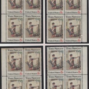 Scott# 1470 "TOM SAWYER" MATCHED PLATE BLOCK SET (4) MNH P# 33811