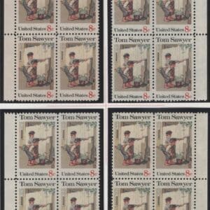 Scott# 1470 "TOM SAWYER" MATCHED PLATE BLOCK SET (4) MNH P# 33820