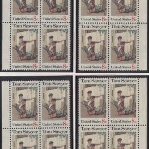 Scott# 1470 "TOM SAWYER" MATCHED PLATE BLOCK SET (4) MNH P# 33834