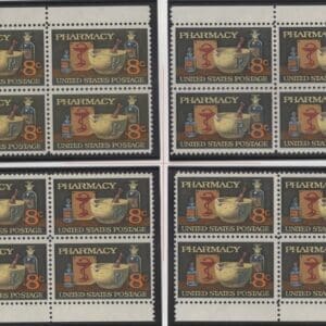 Scott# 1473 "PHARMACY" MATCHED PLATE BLOCK (4) SET, MNH P# 33808