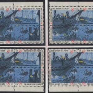 Scott# 1480-83 "BOSTON TEA PARTY" MNH MATCHED PLATE BLOCK (4) SET, PLATE # 34247