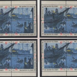 Scott# 1480-83 "BOSTON TEA PARTY" MNH MATCHED PLATE BLOCK (4) SET, PLATE # 34272