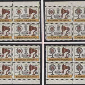 Scott# 1502 "PROGRESS IN ELECTRONICS" MNH MATCHED PLATE BLOCK (4) SET P# 34293