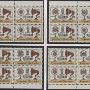 Scott# 1502 "PROGRESS IN ELECTRONICS" MNH MATCHED PLATE BLOCK (4) SET P# 34300