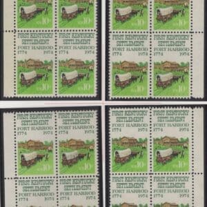 Scott# 1542 "KENTUCKY SETTLEMENT" MNH MATCHED PLATE BLOCK (4) SET P#35261