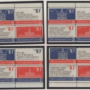 Scott# 1543-46 AMERICAN REVOLUTION BICENTENNIAL MATCHED PLATE BLOCK (4) SET P# 35309