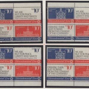 Scott# 1543-46 AMERICAN REVOLUTION BICENTENNIAL MATCHED PLATE BLOCK (4) SET P# 35335