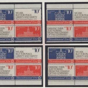 Scott# 1543-46 AMERICAN REVOLUTION BICENTENNIAL MATCHED PLATE BLOCK (4) SET P# 35350