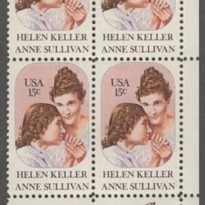 Scott# 1824 "HELEN KELLER & ANNE SULLIVAN" ZIP BLOCK (4) MINT