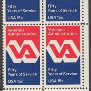 Scott# 1825 "VETERAN'S ADMINISTRATION EMBLEM" ZIP BLOCK (4) MNH
