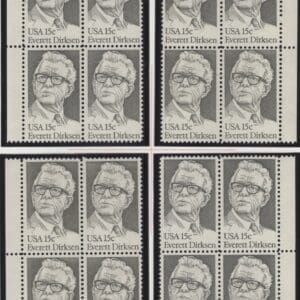 Scott# 1874 "EVERETT DIRKSEN: MNH MATCHED PLATE BLOCK (4) SET P#8