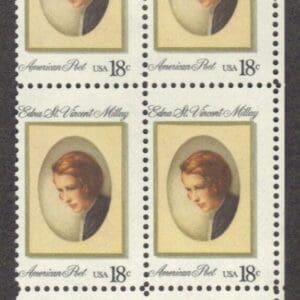 Scott# 1926 "EDNA ST VINCENT MILLAY-POET" ZIP BLOCK (4) MNH