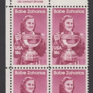 Scott# 1932 "BABE ZAHARIAS - AMERICAN ATHLETE" MNH ZIP BLOCK (4)
