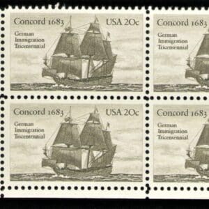 Scott# 2040 GERMAN IMMIGRATION TRICENTENNIAL ZIP BLOCK (4) MNH