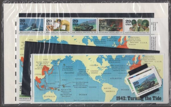 Scott# 2765 "WORLD WAR II-1943 SOUVENIR SHEET + SINGLES SET (20) MNH