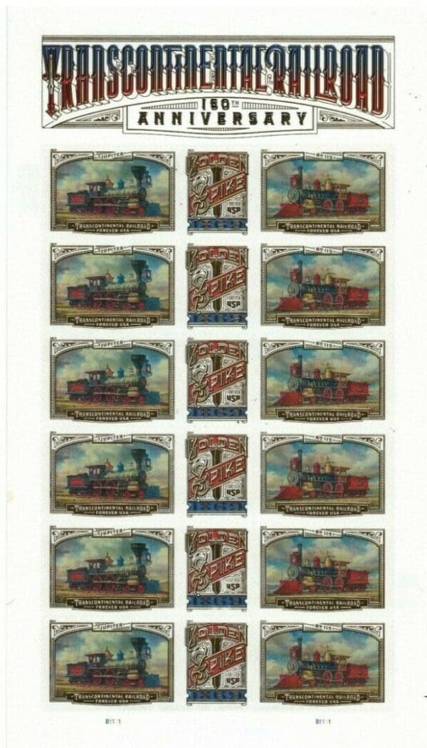 Scott# 5378-80 TRANSCONTINENTAL RAILROAD S/A SHEET (18) MNH