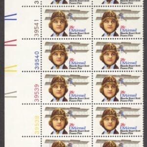 Scott# C99 "BLANCHE STUART SCOTT - PILOT" PLATE BLOCK (12) MNH