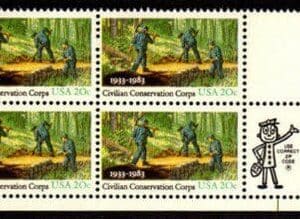 Scott# 2037 "CIVILIAN CONSERVATION CORP" MNH ZIP BLOCK (4)