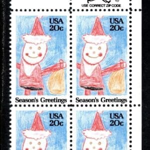 Scott# 2108 "SANTA CLAUS" MNH ZIP BLOCK (4) NICELY CENTERED