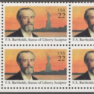 Scott# 2147 "FREDERIC BARTHOLDI - SCULPTOR" ZIP BLOCK (4) MNH