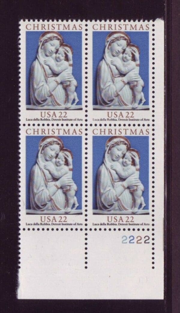 Scott# 2165 "MADONNA & CHILD" MNH PLATE BLOCK (4) NICELY CENTERED