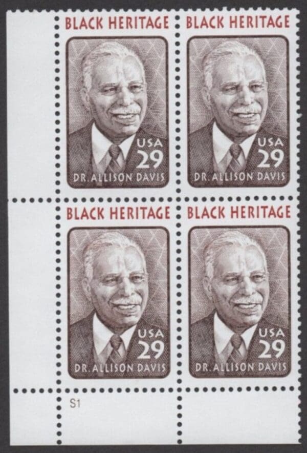 Scott# 2816 "DR. A DAVIS - EDUCATOR" MNH PLATE BLOCK (4)