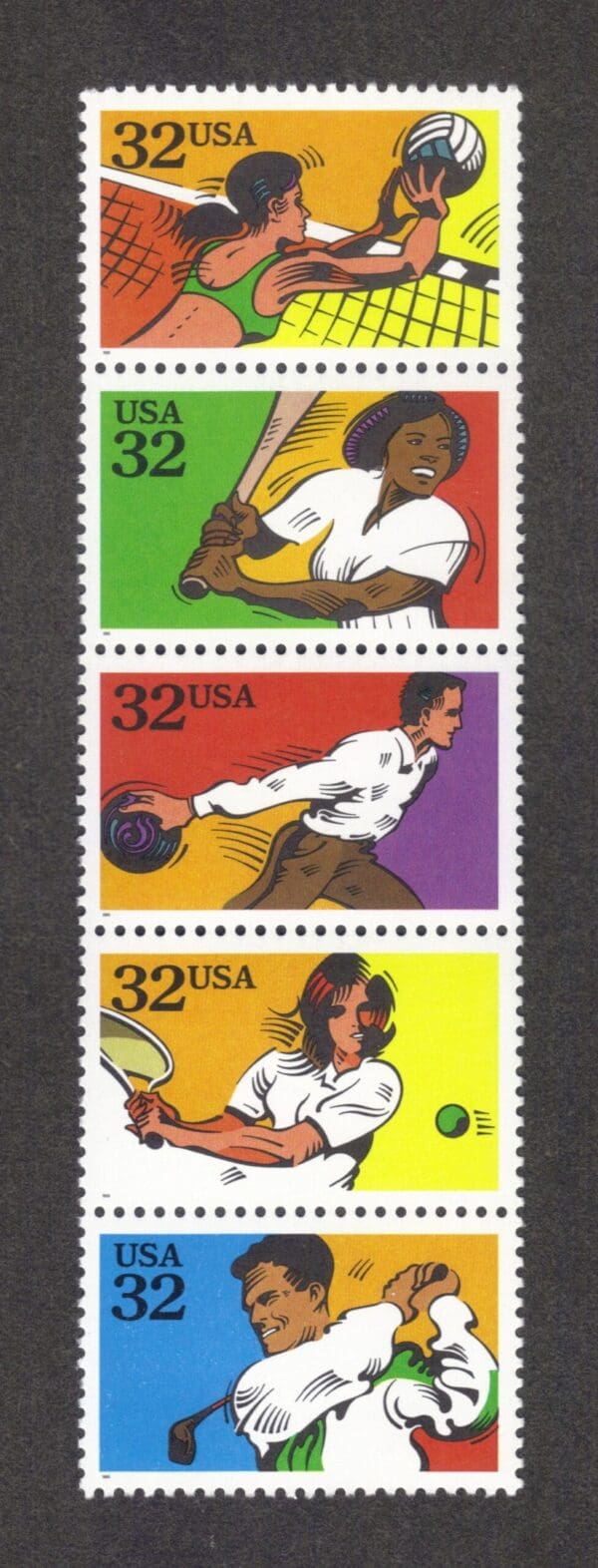 Scott# 2961-65 "RECREATIONAL SPORTS" VERTICAL STRIP (5) MNH