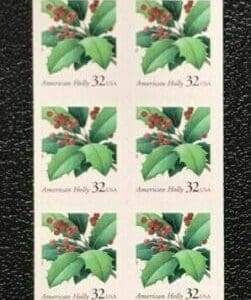 Scott# 3177b&d "CHRISTMAS HOLLY" BK264 BOOKLET PANE (15)
