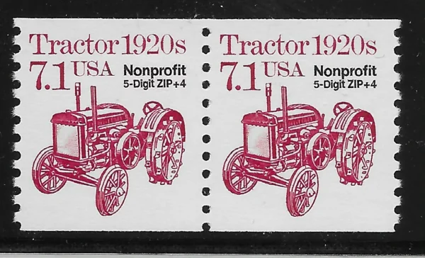 Scott# 2127b "TRACTOR - NON PROFIT+ ZIP " MNH TRANSPORTATION COIL PAIR