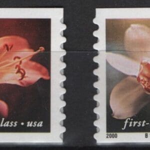 Scott# 3462-65 "LILIES" MNH COIL SINGLES SET (4) WITH PLATE #