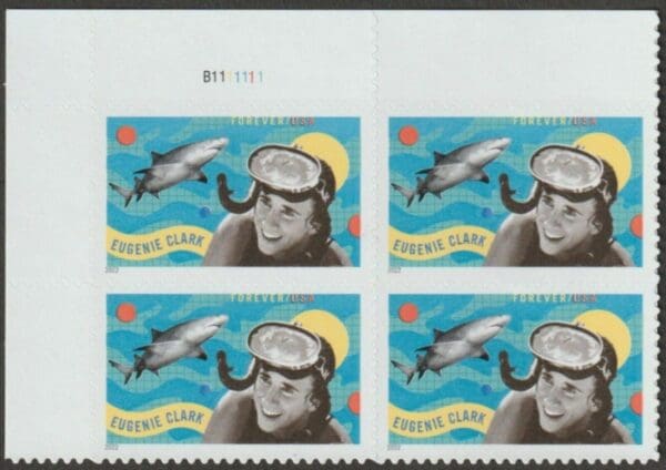 Scott# 5693 "EUGENIE CLARK - RESEARCHER" PLATE BLOCK (4) MNH