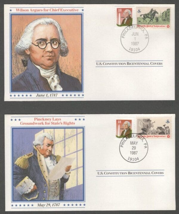 U.S. CONSTITUTION BICENTENNIAL COVER SET (9) PHILADELPHIA CANCELS