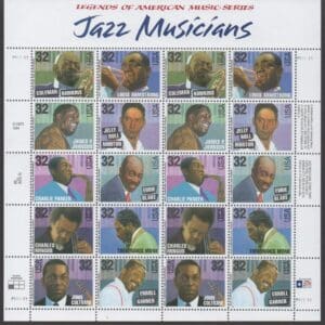 Scott# 2983-92 "JAZZ MUSICIANS" MNH FULL SHEET (20) WELL CENTERED