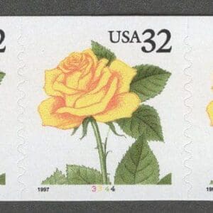 Scott# 3054 "YELLOW ROSE" 1997 DATE PNC (5) # 3344 S/A
