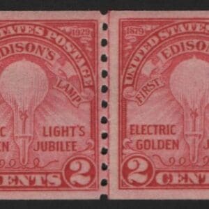 Scott# 656 "EDISON'S FIRST LAMP" MNH COIL LINE PAIR, NICELY CENTERED