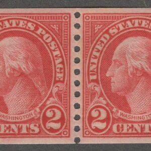 Scott# 599 "WASHINGTON" MNH TYPE I COIL PAIR, NICELY CENTERED
