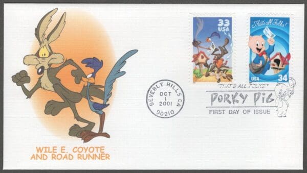 Scott# 3137-3534 "LOONEY TUNES PORKY & FRIENDS" FLEETWOOD SPECIAL CANCELS FDC SET - Image 2