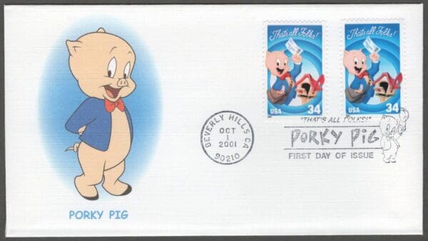 Scott# 3137-3534 "LOONEY TUNES PORKY & FRIENDS" FLEETWOOD SPECIAL CANCELS FDC SET - Image 5