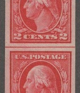 Scott# 409V "WASHINGTON" MNH IMPERF STRIP (4) W/GUIDELINE