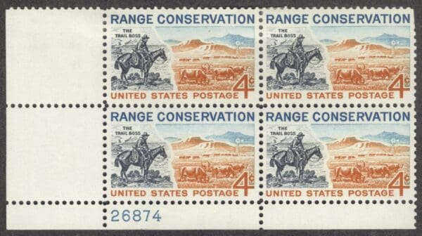 Scott# 1176 "RANGE CONSERVATION" MINT PLATE BLOCK (4) NICELY CENTERED