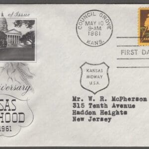 Scott# 1183 "KANSAS STATEHOOD" ARTCRAFT FIRST DAY COVER
