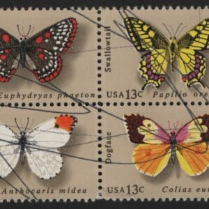 Scott# 1712-15 BUTTERFLIES USED SE-TENANT BLOCK (4) NICELY CENTERED