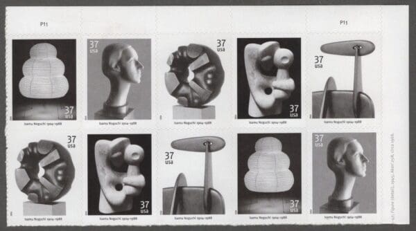 Scott# 3857-61 "ISAMU NOGUCHI" MNH PLATE BLOCK (10) NICELY CENTERED