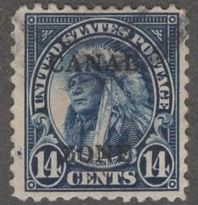 Scott# 77 CANAL ZONE "AMERICAN INDIAN" USED, LITE CANCEL