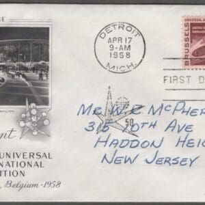 Scott# 1104 "BRUSSEL'S EXIBITION" ARTCRAFT FIRST DAY COVER