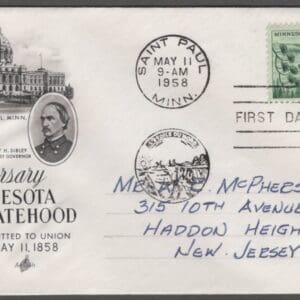 Scott# 1106 "MINNESOTA STATEHOOD" ARTCRAFT FIRST DAY COVER