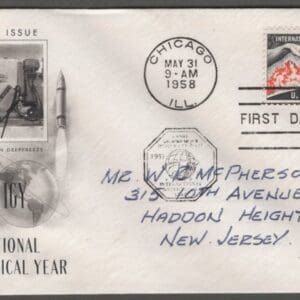 Scott# 1107 "INTERNATIONAL GEOPHYSICAL YEAR" ARTCRAFT FIRST DAY COVER