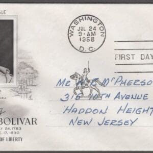 Scott# 1111 "SIMON BOLIVAR" ARTCRAFT FIRST DAY COVER